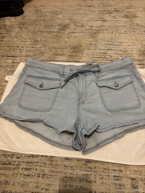 American Eagle Outfitters Light Blue Denim Tie-Front Jean Shorts